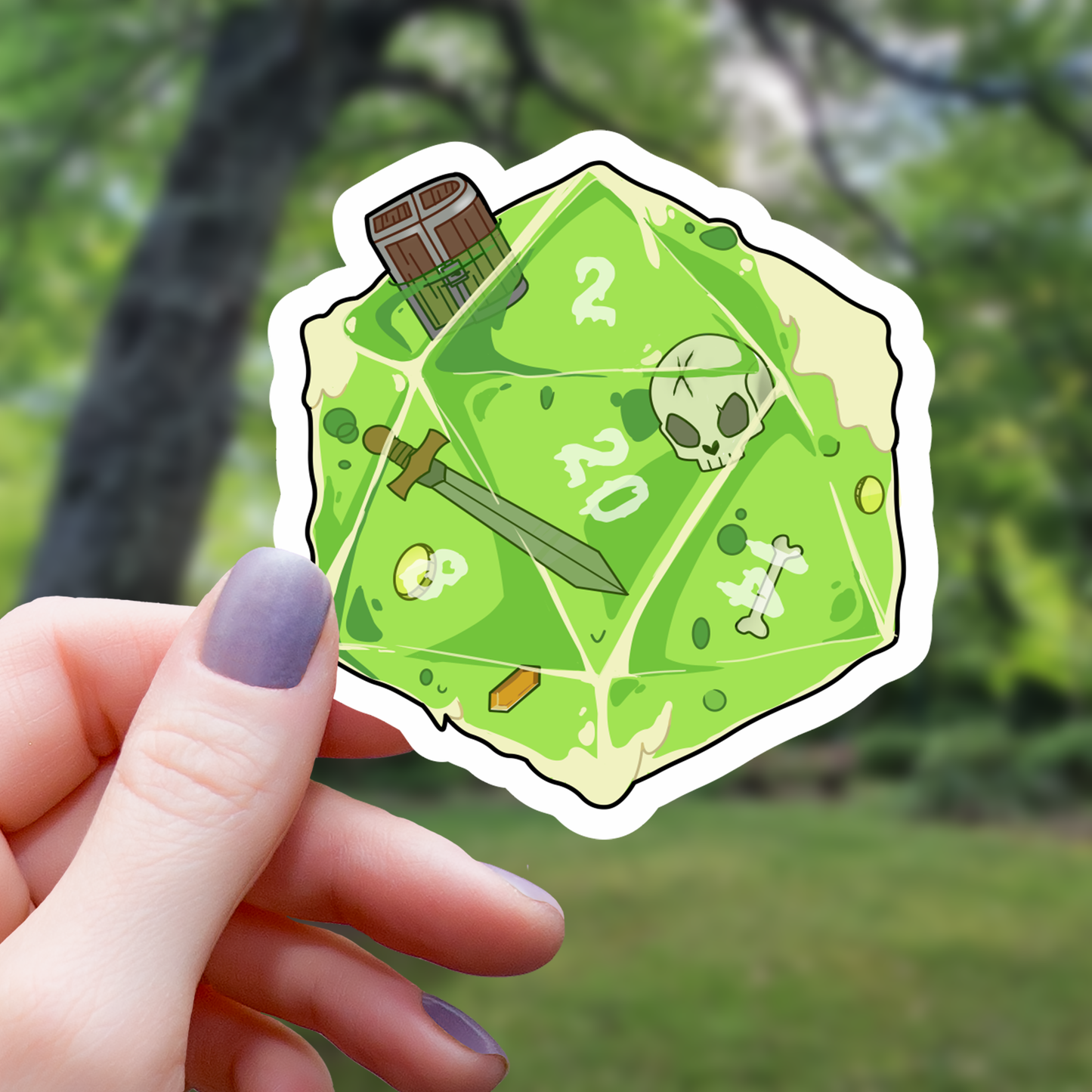 Gelatinous D20 Polyhedral Dice Monster Sticker