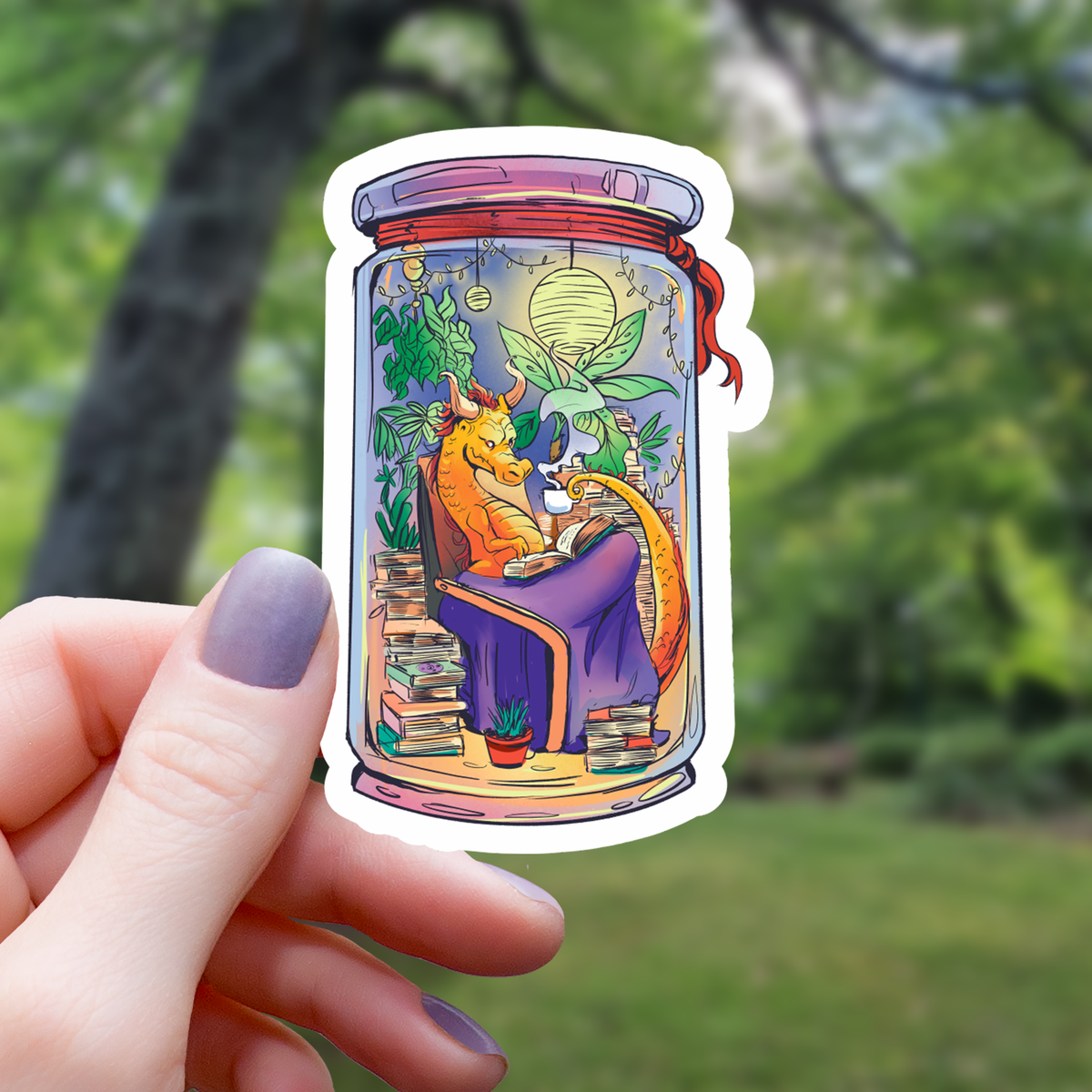 Reading Dragon Terrarium Sticker
