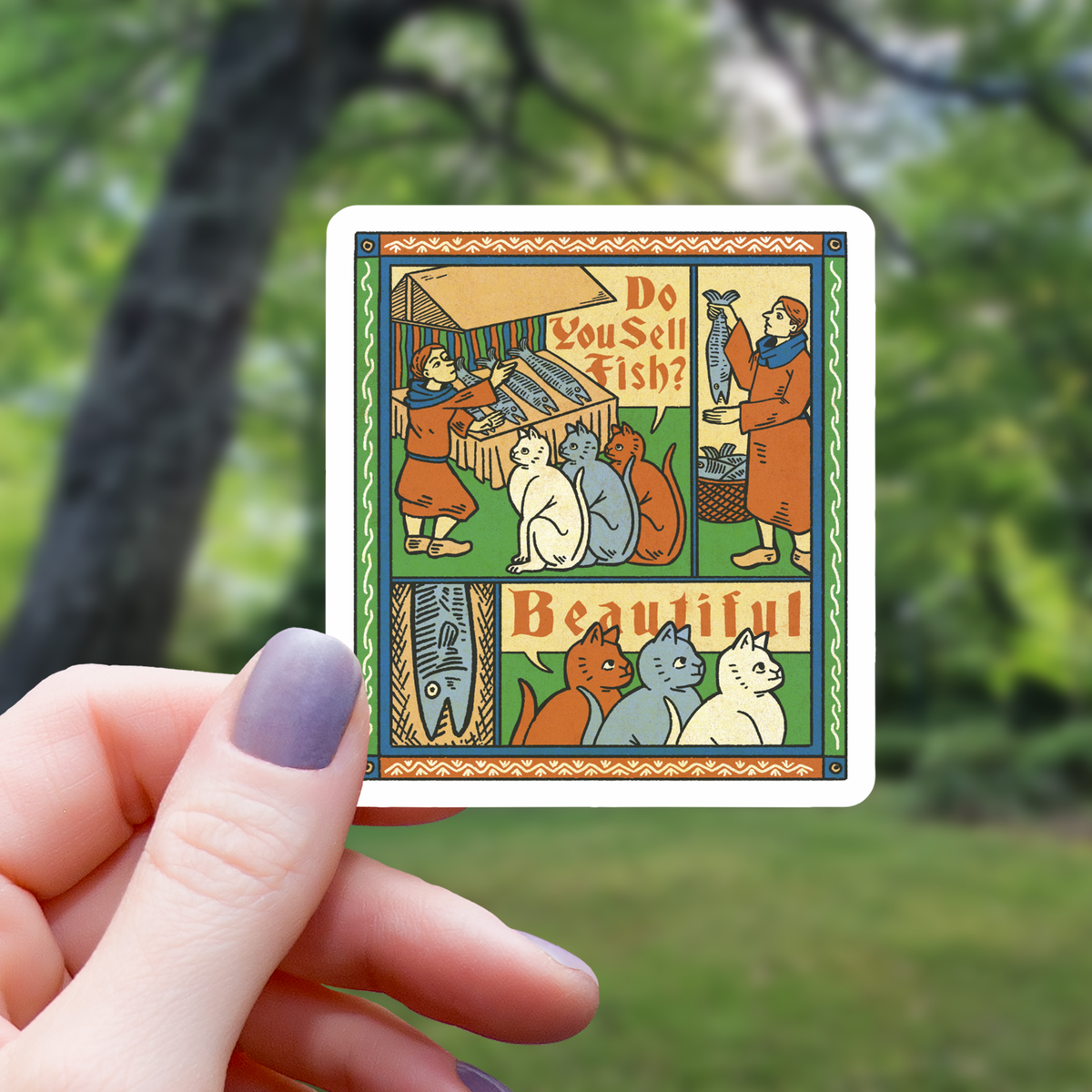 Medieval Cat Tapestry Sticker